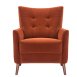 burnt orange velvet red terracotta armchair sofa-chair front view