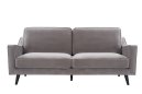 grey taupe velvet steel sofa black legs front view