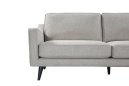 grey greige fabric sofa black legs front view partially obscured left