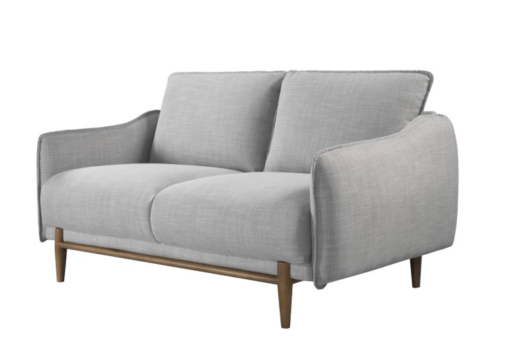 silver gray linen sofa 2 seater ash gray legs front-left view