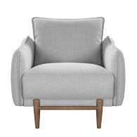 silver gray linen armchair ash gray legs front view