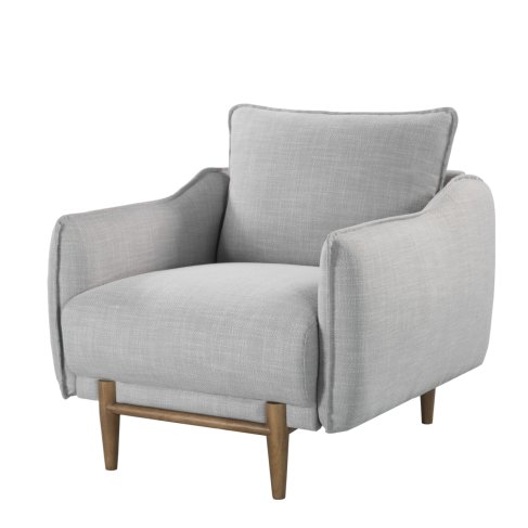 silver gray linen armchair ash gray legs front-left view