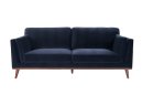 royal blue velvet navy velvet sofa 3 seater walnut legs front view