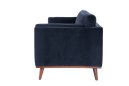 royal blue velvet navy velvet sofa 2 seater walnut legs left view
